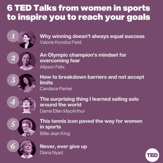 6 TED Talks from women in sports to inspire you to reach your goals.